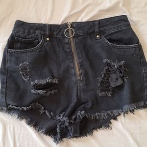 Black Denim High Waisted Short